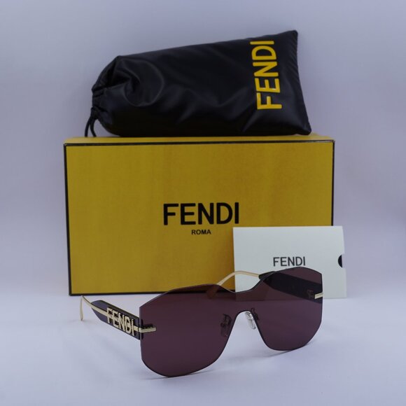 Fendi FE40067U 30Y Shield Sunglasses - Gold/Bordeaux - Picture 1 of 9